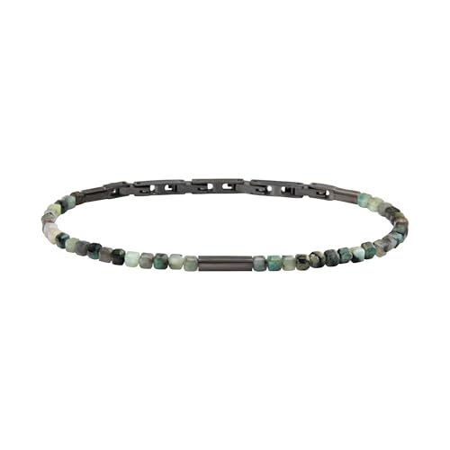 Breil, Priam-Kollektion, Herrenarmband aus Stahl, Farbe Gun mit zentralem Element und leuchtenden Edelsteinen, Verschluss mit Schmuck, Länge verstellbar 17-22 cm, Geschenkidee für Herren, Taglia von Breil