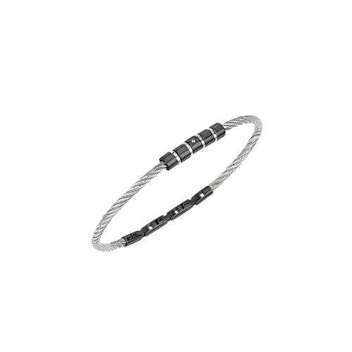 Breil Loop Armband für Herren aus Edelstahl in der Farbe Silber und Grau, Länge: 17,5 cm, TJ3438 von Breil