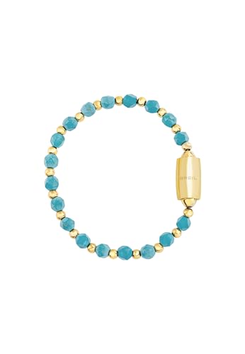 Breil Magnetica System Damen Armband kleines Element Meer & Himmel, Strang aus Mikrokugeln aus türkisfarbener Oaste mit kleinen goldfarbenen Stahl-Details, Länge: 19 cm, TJ3586 von Breil