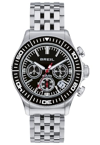 Breil Manta Manta 1970 Uhr Mono-Farben Black Solar Chrono Bewegung und Silberstahlarmband TW2009 von Breil