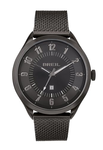 Breil Uhr Herren Arbiter Ziffernblatt SCHWARZ Bewegung NUR Zeit Quartz e MESH Farbiger Stahl GRAU TW1867 von Breil