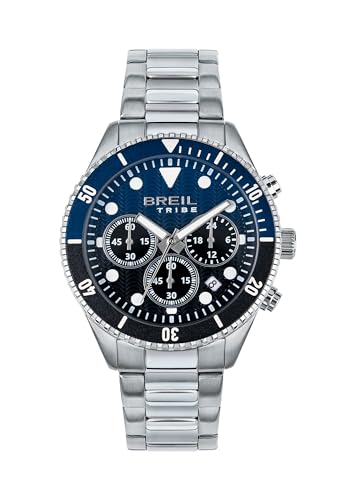 Breil Uhr Herren Overhand Ziffernblatt BI-Farbe GRÜN Bewegung Chrono Quartz e Bracelet Stahl Silber EW0763 von Breil