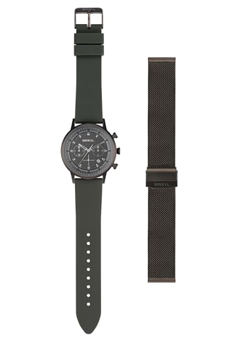Breil Uhr Herren SIX.3.Nine Ziffernblatt GRAU Bewegung Chrono Quartz e GÜRTEL SILIKON GRÜN, GRAU TW2047 von Breil