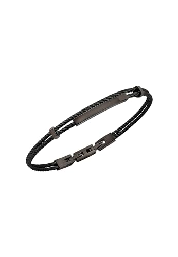 Breil, Loop Collection, Edelstahl-Armband für Herren, Modernes Design, Filigrane Stahlbänder, Anhänger mit Puristischen Linien, Praktischer Verschluss, Verstellbare Länge: 17,5-20,3 cm, Farbe Gun von Breil