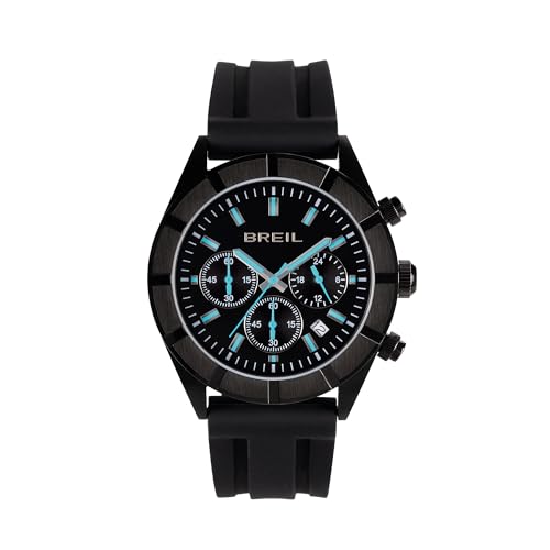 Breil Uhr Herren B 12 H Ziffernblatt SCHWARZ Bewegung Chrono Quartz e GÜRTEL SILIKON SCHWARZ TW2099 von Breil