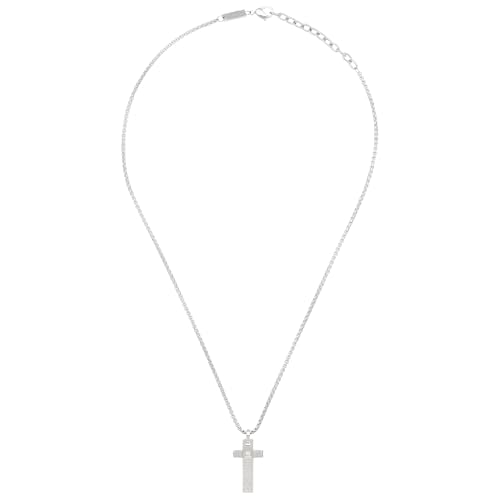 Breil Tag and Cross Halskette mit Anhänger aus Edelstahl mit Zirkoniasteinen verziert, Max. Länge: 52 cm, Min. Länge: 47 cm, TJ3229 von Breil