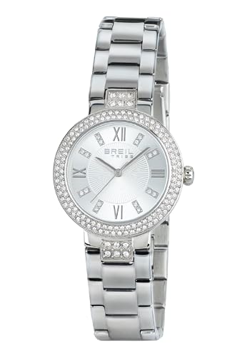 Breil Tribe Damen Armbanduhr Dancefloor Glamour Silver Sunray Edelstahl mit Kristallen Silber-Grau 32mm, Wasserdichtigkeit: 5 Bar, EW0254 von Breil