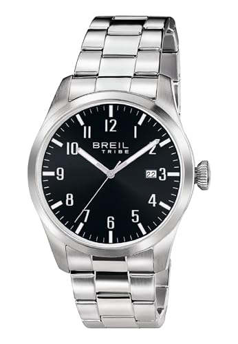 Breil Uhr Herren Classic Elegance Ziffernblatt SCHWARZ Bewegung NUR Zeit Quartz e Bracelet Stahl Silber EW0232 von Breil