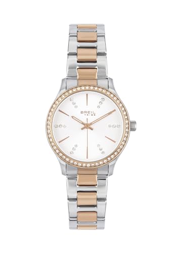 Breil Uhr Damen Abby Ziffernblatt Silber Bewegung NUR Zeit Quartz e Bracelet Farbiger Stahl Silber, PINK EW0666 von Breil