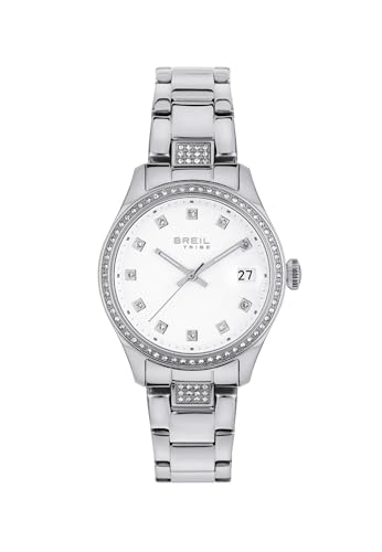 Breil Uhr Damen Classic Elegance Ziffernblatt Weiss Bewegung NUR Zeit Quartz e Bracelet Stahl Silber EW0708 von Breil