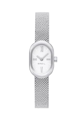 Breil Uhr Damen EVANESSE Ziffernblatt Weiss Bewegung NUR Zeit Quartz e MESH Stahl Silber TW2106 von Breil