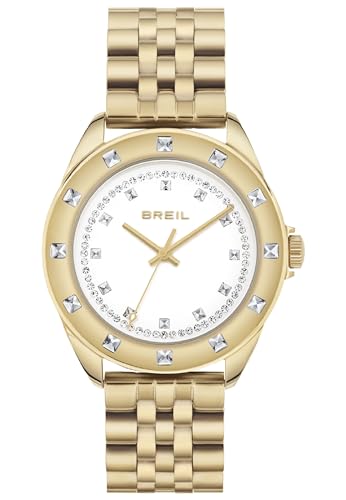 Breil Uhr Damen Hyper Ziffernblatt Weiss Bewegung NUR Zeit Quartz e Bracelet Farbiger Stahl Gold TW1953 von Breil