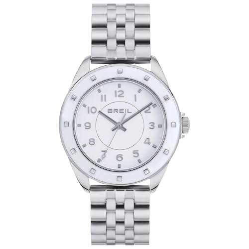 Breil Uhr Damen Hyper Ziffernblatt Weiss Bewegung NUR Zeit Quartz e Bracelet Stahl Silber TW1951 von Breil