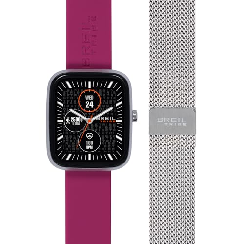 Breil Uhr EW0747 Uni SBT-3 Zifferblatt Multicolor Schwarz Bewegung Smart-Modul und Mesh Armband Silikon, Stahl Grau / Creme, Armband von Breil