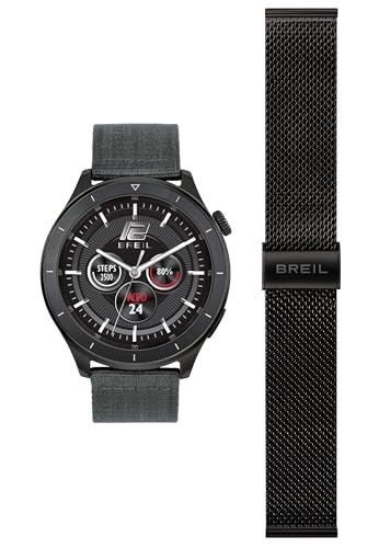 Breil Uhr Herren BC-1 Ziffernblatt SCHWARZ Bewegung SMARTWATCH SMARTMODULE e MASCHENBAND Stahl/GEWEBE GRAU, SCHWARZ TW2033 von Breil