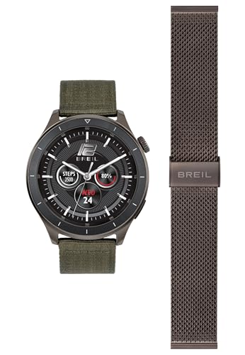 Breil Uhr Herren BC-1 Ziffernblatt SCHWARZ Bewegung SMARTWATCH SMARTMODULE e MASCHENBAND Stahl/GEWEBE GRÜN, GRAU TW2034 von Breil