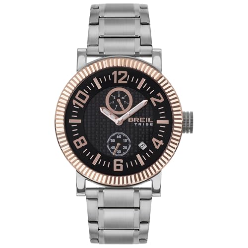 Breil Uhr Herren BPM Ziffernblatt BI-Farbe SCHWARZ Bewegung Multifunktion Quartz e Bracelet Farbiger Stahl Gold EW0591 von Breil