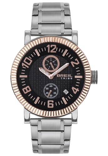 Breil Uhr Herren BPM Ziffernblatt BI-Farbe SCHWARZ Bewegung Multifunktion Quartz e Bracelet Stahl Silber EW0589 von Breil
