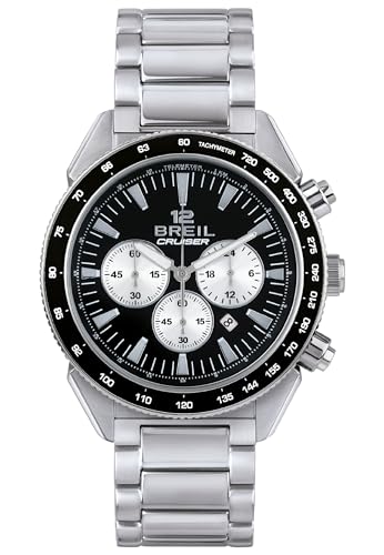 Breil Uhr Herren Cruiser Ziffernblatt SCHWARZ Bewegung Chrono Quartz e Bracelet Stahl Silber TW1924 von Breil