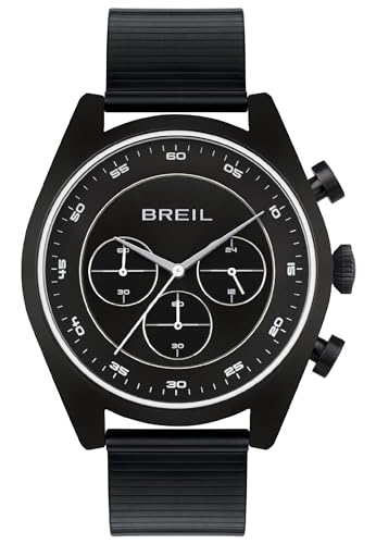 Breil Uhr Herren Finder Ziffernblatt SCHWARZ Bewegung Chrono Quartz e MESH Farbiger Stahl SCHWARZ TW1955 von Breil