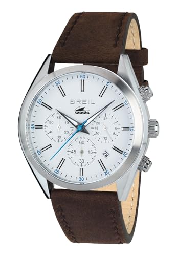 Breil Uhr Herren Manta City Ziffernblatt Weiss Bewegung Chrono Quartz e GÜRTEL KALB Leder BRAUN TW1609 von Breil