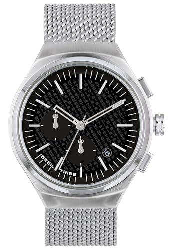 Breil Uhr Herren Spin Off Ziffernblatt SCHWARZ Bewegung Chrono Quartz e MESH Stahl Silber EW0531 von Breil
