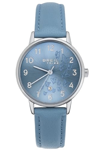 Breil Paradise Damen Armbanduhr mit Armband aus Leder, in der Farbe: Hellblau, Gehäusedurchmesser: 30 mm, EW0631 von Breil