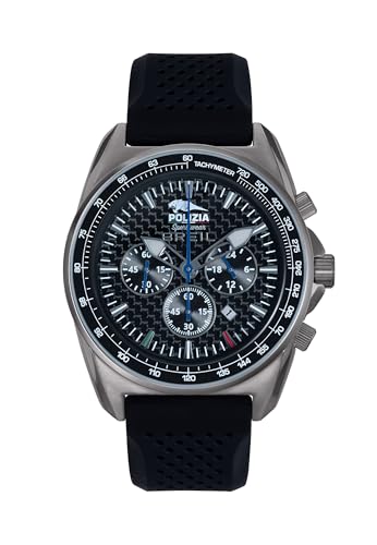 Breil Uhr Herren Polizia DI STATO Ziffernblatt SCHWARZ Bewegung Chrono Quartz e GÜRTEL SILIKON SCHWARZ TW2094 von Breil