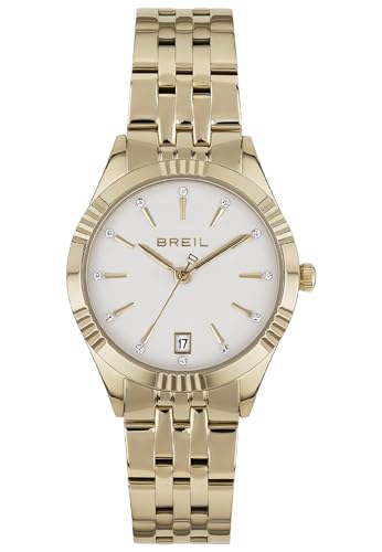 Breil Stand Out Damen Armbanduhr mit Armband aus Edelstahl in der Farbe: Gold, Gehäusedurchmesser: 32 mm, TW1994 von Breil