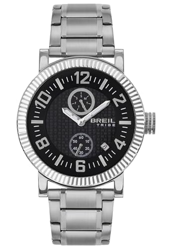 Breil BPM Herren Armbanduhr mit Armband aus Stahl, in der Farbe: Silber/Schwarz, Gehäusedurchmesser: 43 mm, EW0589 von Breil