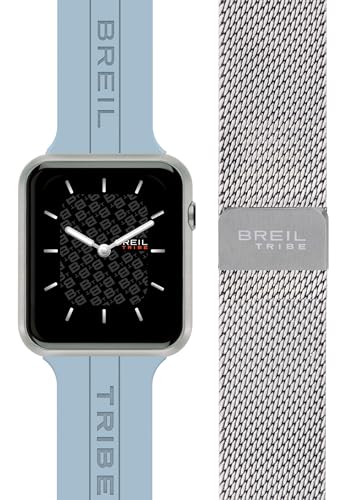 Breil Uhr Unisex SBT-X Ziffernblatt SCHWARZ Bewegung SMARTWATCH SMARTMODULE e MASCHENBAND Silicon + Steel HELLBLAU, Silber EW0667 von Breil