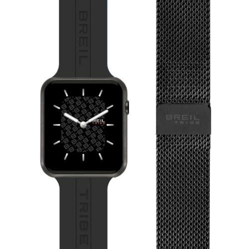 Breil Unisex Smartwatch SBT-X mit Silikonarmband und Wechselarmband aus Edelstahl in der Farbe Schwarz, Schutzklasse: IP68, Gehäusegröße: 45 mm, EW0671 von Breil