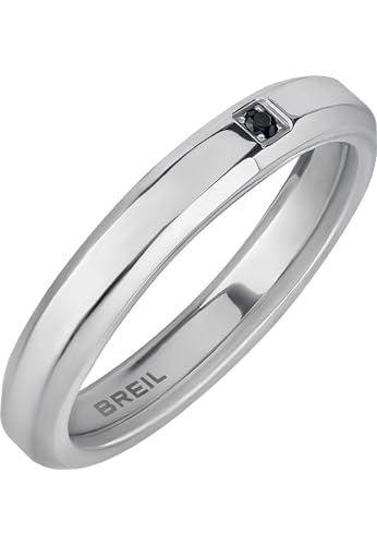 Breil, Herrenring Y Collection, Edelstahlring für Herren mit Glänzender Oberfläche und Schwarzem Kristall, Ring für Herren mit Einfachem und Minimalistischem Design Breil, Herrenring Y Collection, Edelstahlring für Herren mit Glänzender Oberfläche und Schwarzem Kristall, Ring für Herren mit Einfachem und Minimalistischem Design von Breil