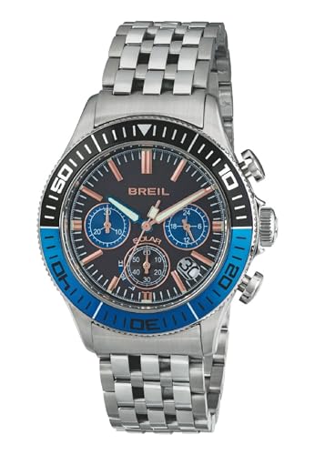 Herren Armbanduhr Manta Solar Black & Vivid Blue 44mm von Breil