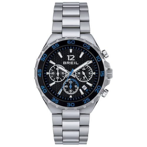 Breil Uhr Herren Highway Ziffernblatt SCHWARZ Bewegung Chrono Quartz e Bracelet Stahl Silber TW1945 von Breil