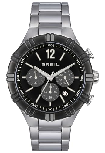 Breil Uhr Herren B Rise Ziffernblatt SCHWARZ Bewegung Chrono Quartz e Bracelet Stahl Silber TW1948 von Breil