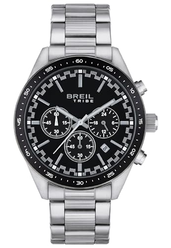 Breil Herren Armbanduhr New Fast in der Farbe Silber/Schwarz mit Edelstahlarmband, Gehäusedurchmesser: 42 mm, EW0570 von Breil