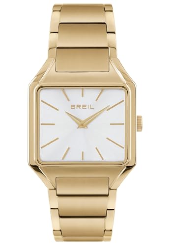 Breil Damen Armbanduhr The B in der Farbe Gold/Weiß mit Edelstahlarmband, Gehäusedurchmesser: 33x32 mm, TW1931 von Breil