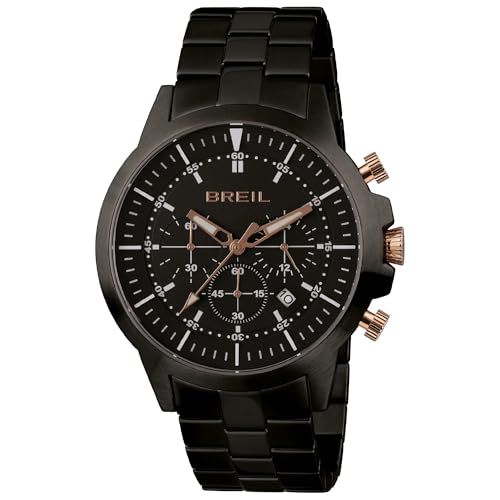 Breil Uhr Herren X.Large Ziffernblatt SCHWARZ Bewegung Chrono Quartz e Bracelet Farbiger Stahl SCHWARZ TW1839 von Breil