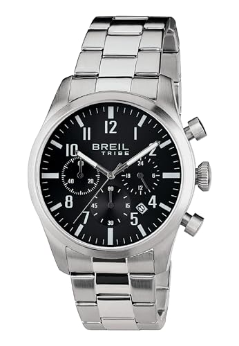 Breil Tribe Herren Chronograph Classic Elegance Edelstahl Silber-Schwarz 42mm, Wasserdichtigkeit: 5 Bar, EW0227 von Breil