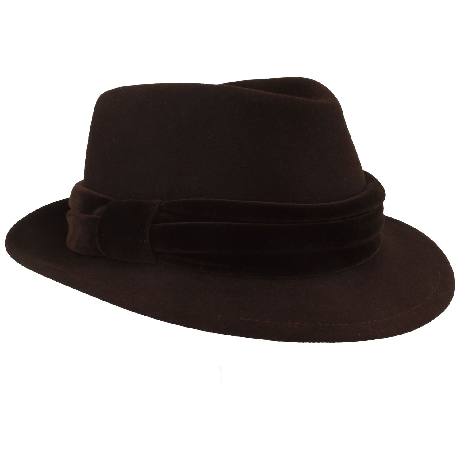 Breiter Meisteratelier Schmaler Damen Filzhut Trilby Hut mit Samt-Garnitur von Breiter Meisteratelier