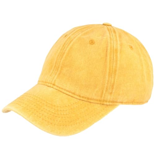 Breiter Baseball Cap Basecap Sonnen Kappe 100% Baumwolle Größenverstellbar & Waschbar - Trendgelb von Breiter