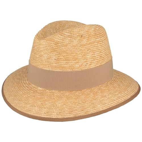 Breiter Borten Hut Strohhut Matelot Damen Trachtenhut mit Ripsband-Garnitur Traveller - Beige M von Breiter