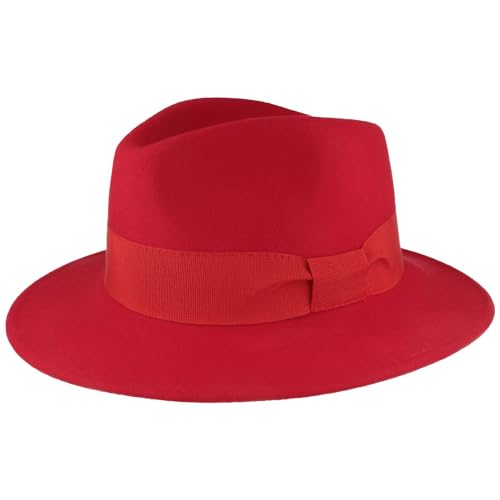 Breiter Damen Filzhut Wollhut Knautschbarer Traveller Damen-Hut aus 100% Wolle Mittelrot S von Breiter