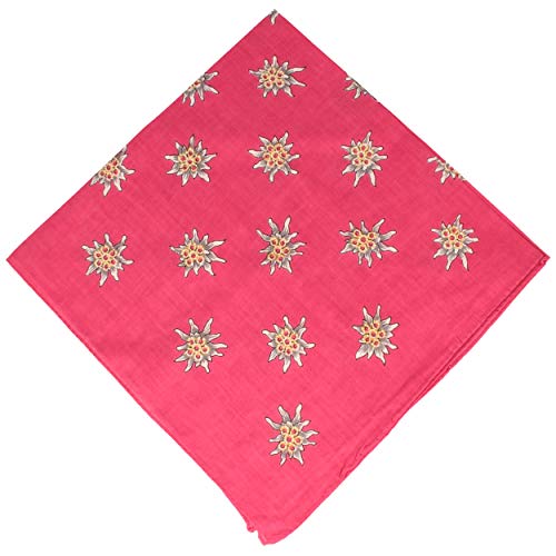 Breiter Edelweiß Trachtentuch Nickituch Trachten-Nickituch Schal Tuch aus 100% Baumwolle 50 x 50 cm – Pink von Breiter