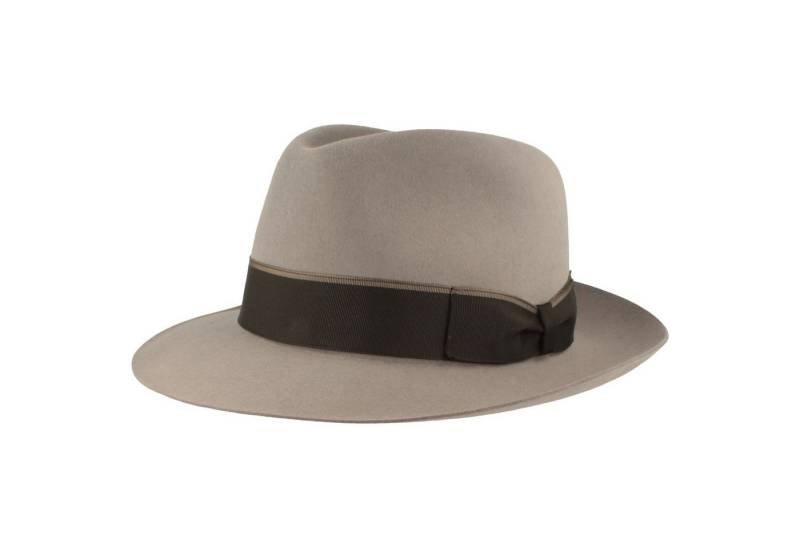Breiter Filzhut Edler Haarfilzhut Bogart zweifarbiges Ripsband von Breiter