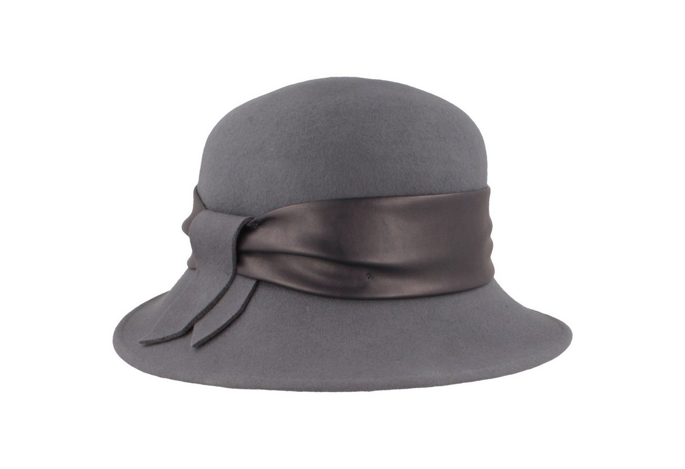 Breiter Filzhut Schicke Glocke aus Wolle mit Kunstlederband von Breiter