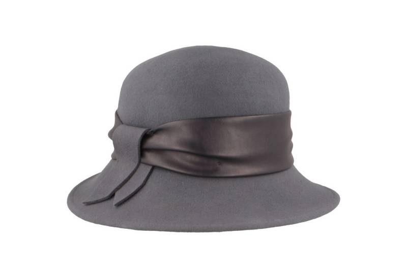 Breiter Filzhut Schicke Glocke aus Wolle mit Kunstlederband von Breiter