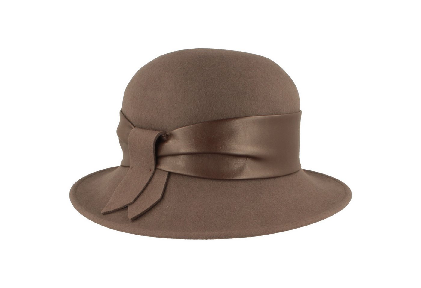 Breiter Filzhut Schicke Glocke aus Wolle mit Kunstlederband von Breiter