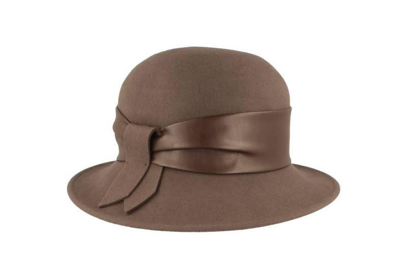 Breiter Filzhut Schicke Glocke aus Wolle mit Kunstlederband von Breiter